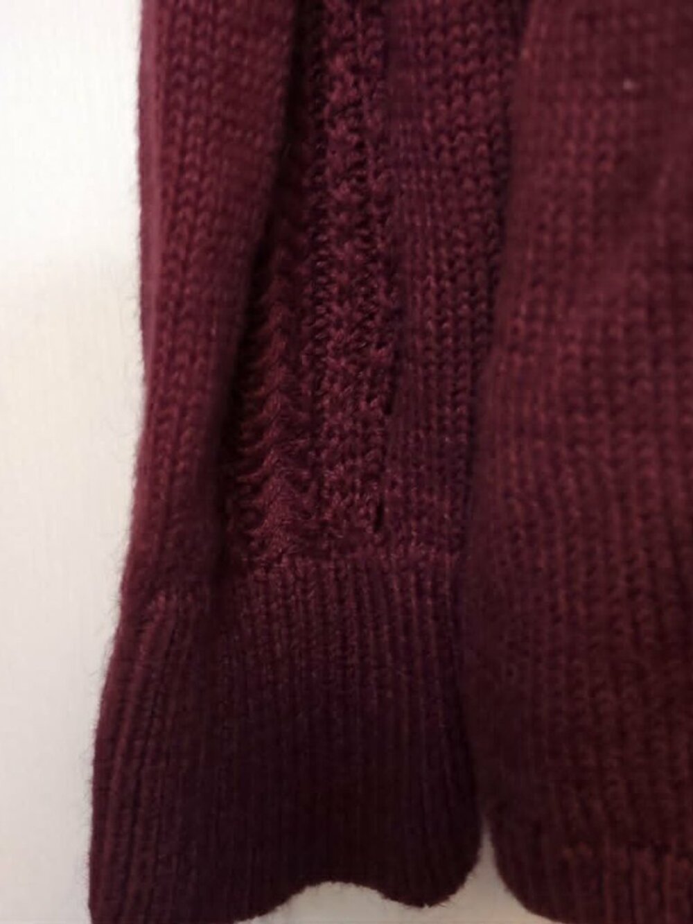 Lucky Brand Layered Sweater Sz M Chiffon Flyaway Back Maroon Romantic Feminine - Picture 3 of 8